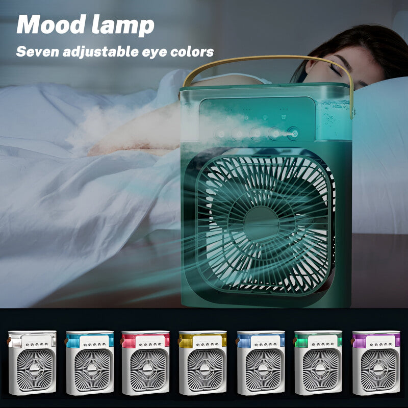 4-in-1 Multi-Functional Portable Air Cooler & Humidifier Fan with 7-Color LED Night Light