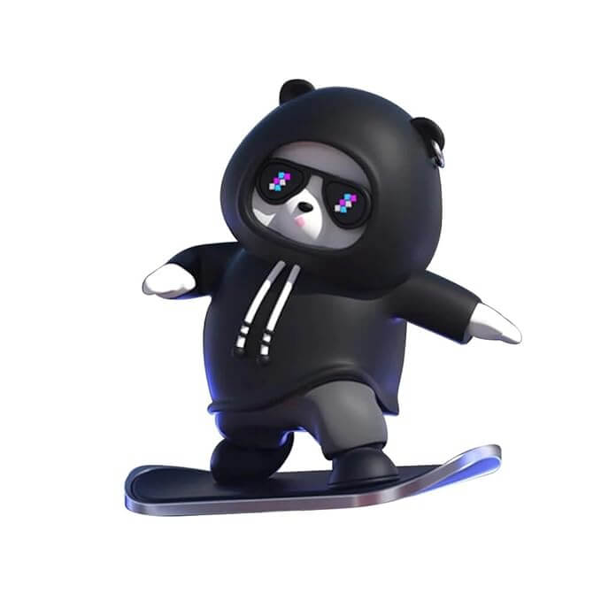Skateboarding Bear Car Ornament – Fun Dashboard Decoration