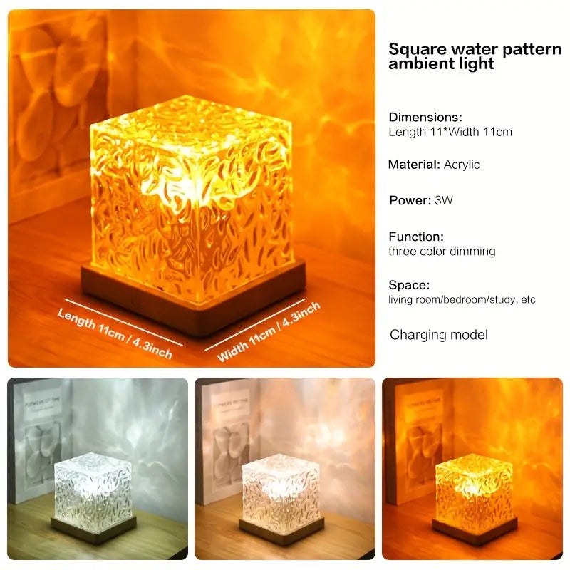 Dynamic Water Ripple Night Light โ LED Projector Lamp for Bedroom & Gaming Room