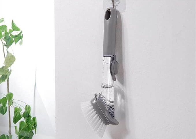 Medium White Liquid Dispenser Kitchen Cleaning Brush
