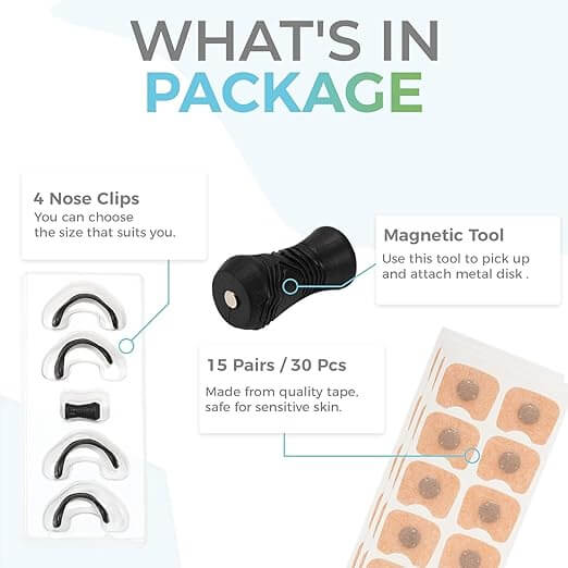 Magnetic Nasal Strips – Anti-Snoring Nose Clips for Better Breathing & Sleep (15 Count, Multi-Size)
