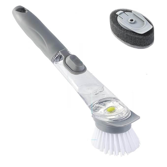 Medium White Liquid Dispenser Kitchen Cleaning Brush