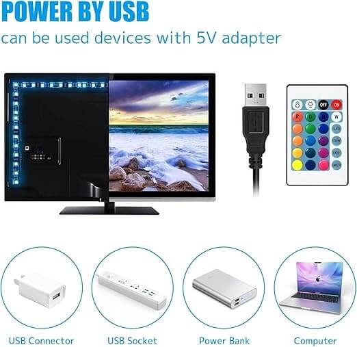 USB 5V 5050 RGB LED Strip Light – 5M | Multi-Color Changing with Remote
