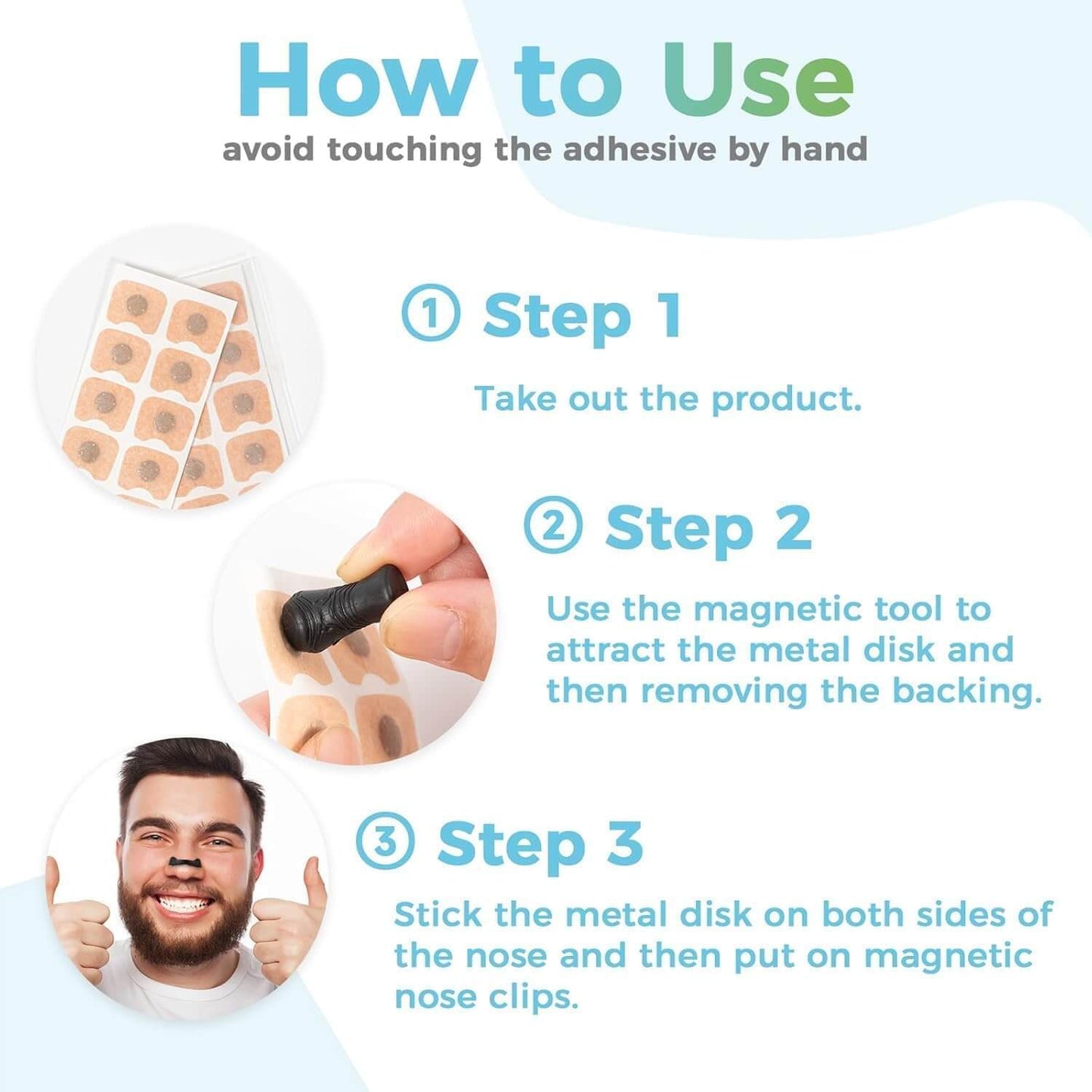 Magnetic Nasal Strips – Anti-Snoring Nose Clips for Better Breathing & Sleep (15 Count, Multi-Size)