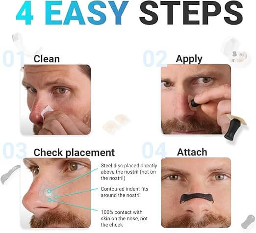Magnetic Nasal Strips – Anti-Snoring Nose Clips for Better Breathing & Sleep (15 Count, Multi-Size)