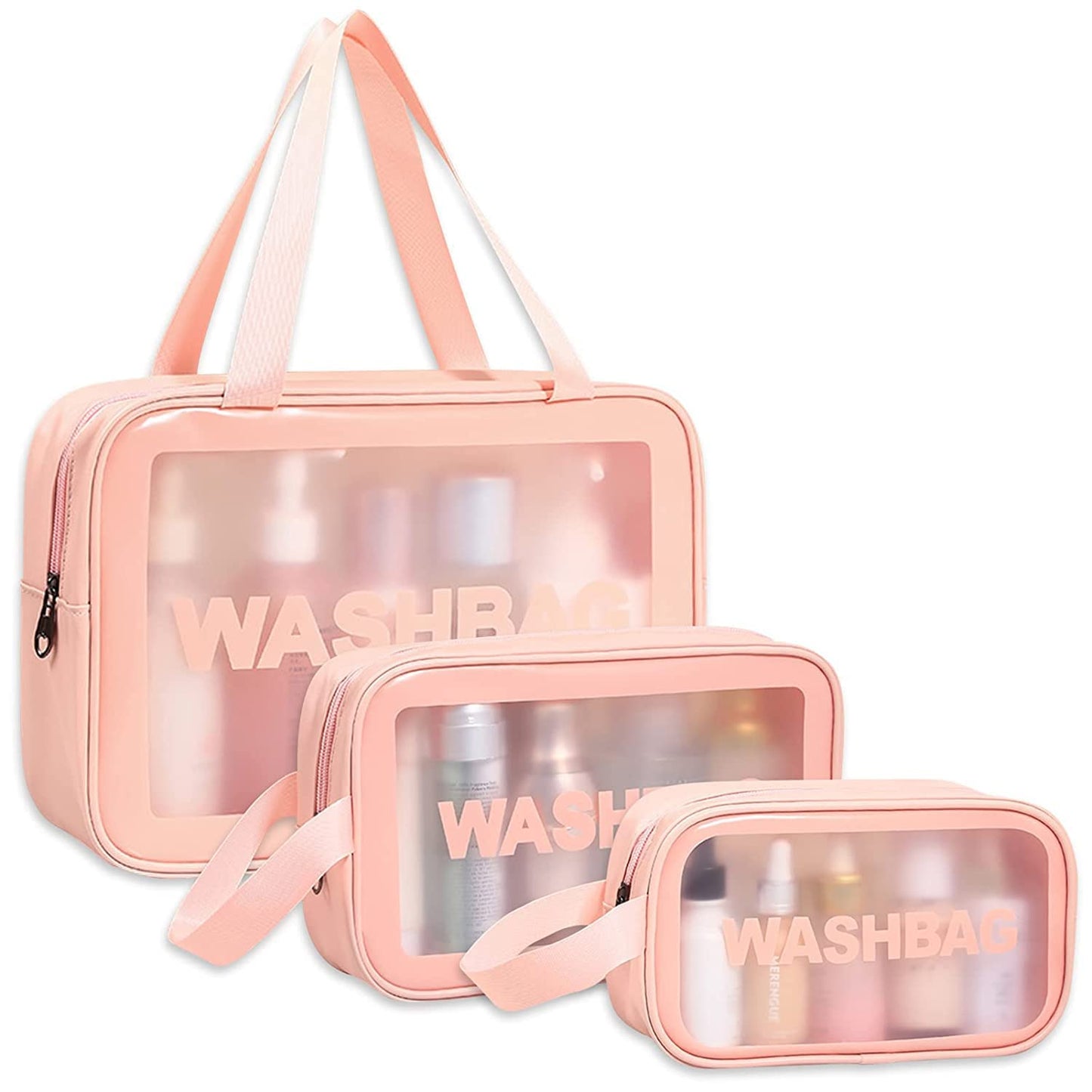 Transparent Makeup & Travel Organizer Bag (Set of 3)
