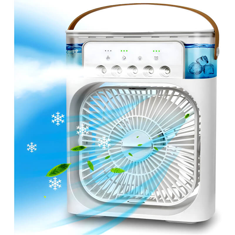 4-in-1 Multi-Functional Portable Air Cooler & Humidifier Fan with 7-Color LED Night Light