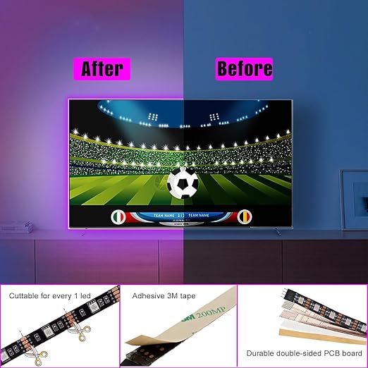 USB 5V 5050 RGB LED Strip Light – 5M | Multi-Color Changing with Remote