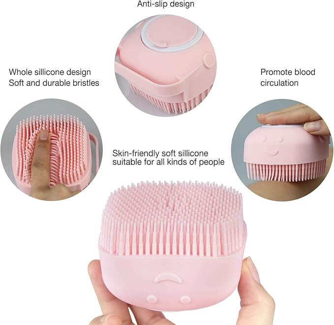 Silicone Body Brush Shower Scrubber with Shower Gel Dispenser