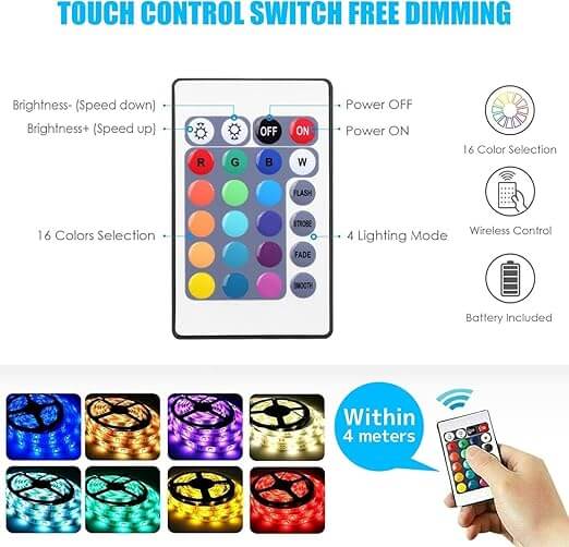 USB 5V 5050 RGB LED Strip Light – 5M | Multi-Color Changing with Remote