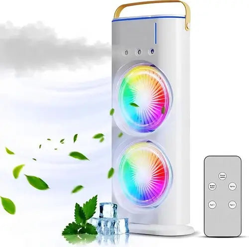 Mini Air Cooler with Double Spray & Mist Humidifier