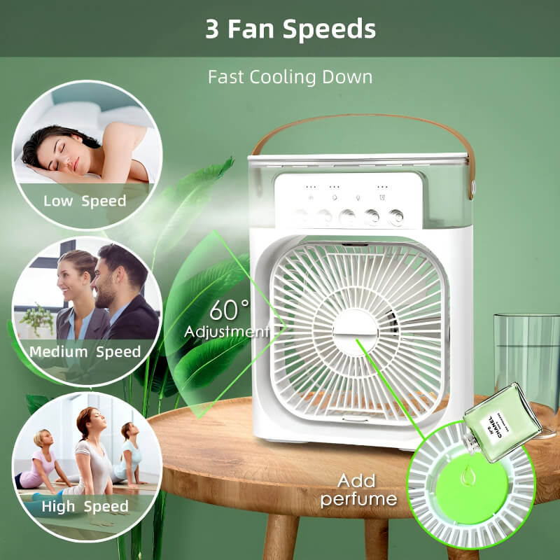 4-in-1 Multi-Functional Portable Air Cooler & Humidifier Fan with 7-Color LED Night Light