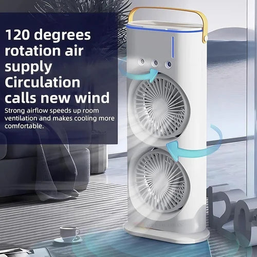 Mini Air Cooler with Double Spray & Mist Humidifier