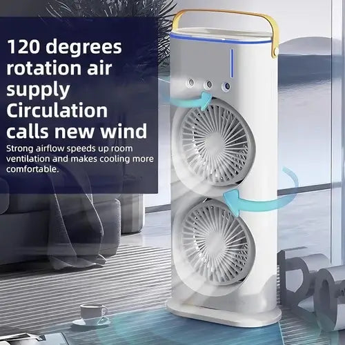 Mini Air Cooler with Double Spray & Mist Humidifier
