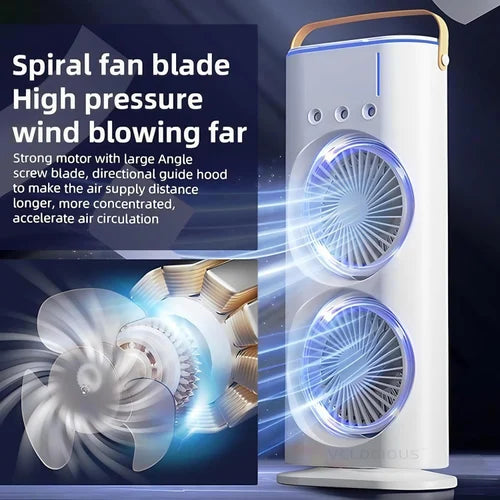Mini Air Cooler with Double Spray & Mist Humidifier