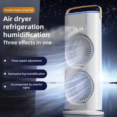 Mini Air Cooler with Double Spray & Mist Humidifier