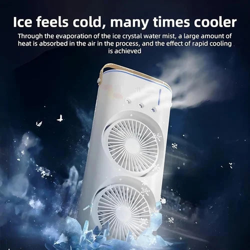 Mini Air Cooler with Double Spray & Mist Humidifier