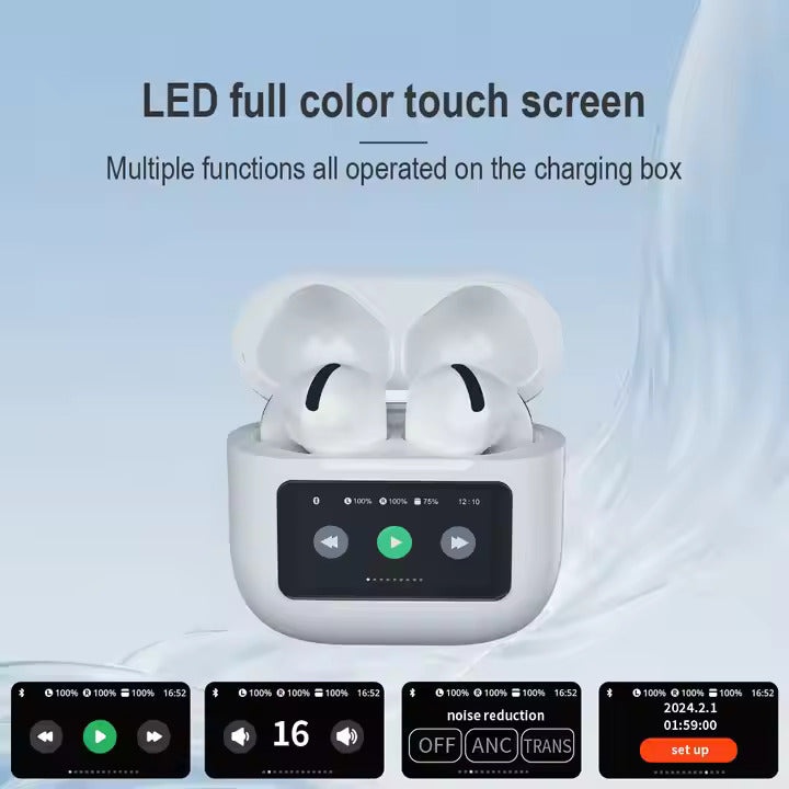 Bluetooth Wireless Earbuds with LED Display & Noise Cancellation