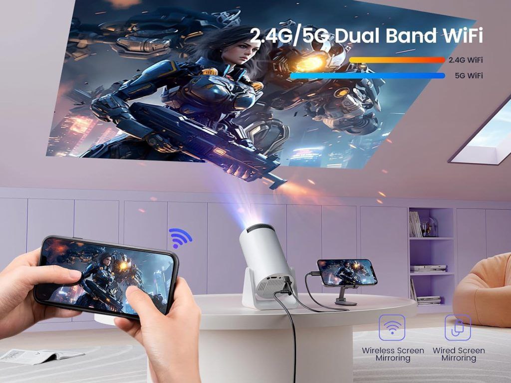 Android 5G WiFi Home Projector – 4K Support