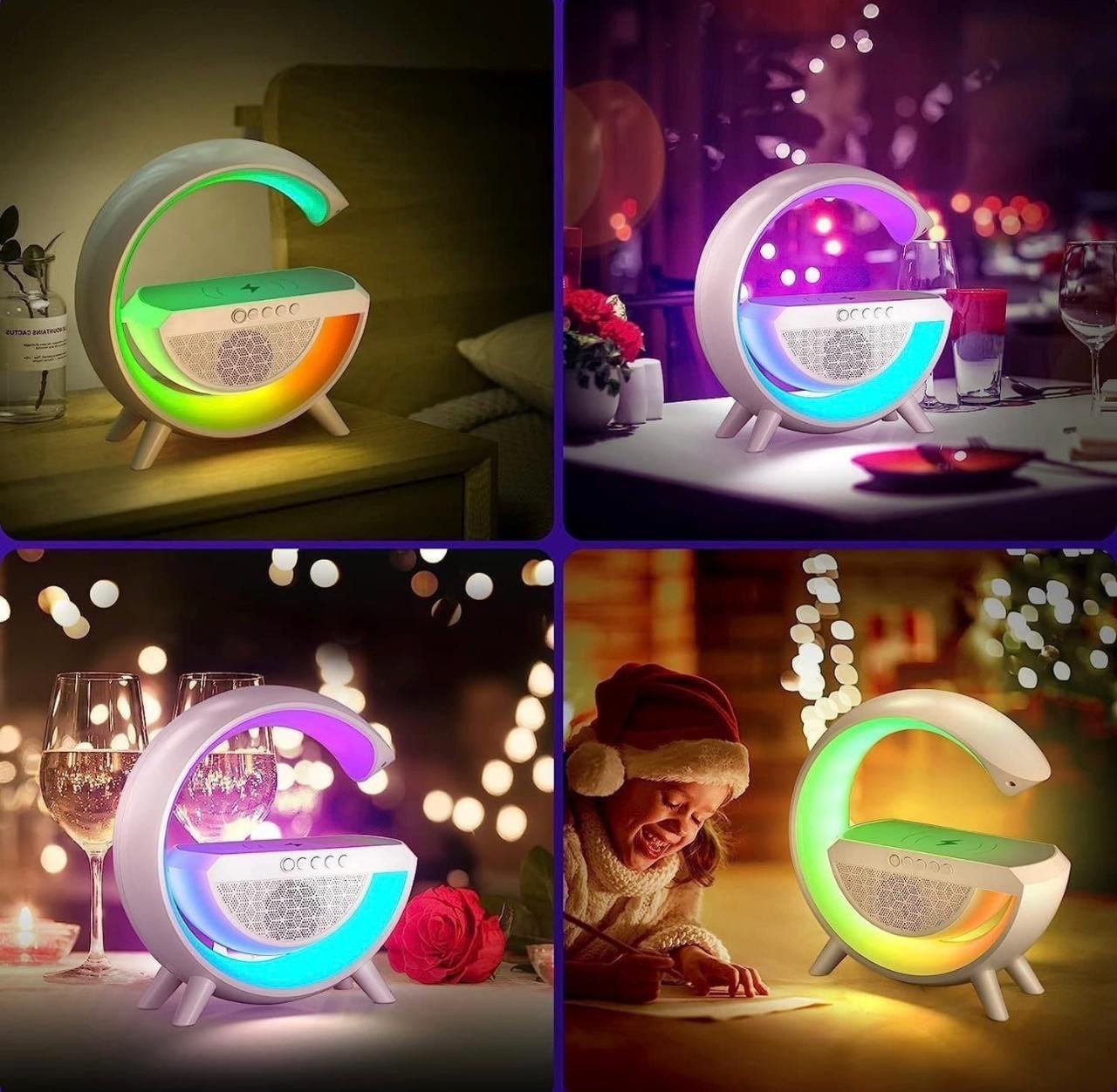 3-in-1 Multifunction G-Shape LED Bluetooth Speaker with Wireless Fast Charging
