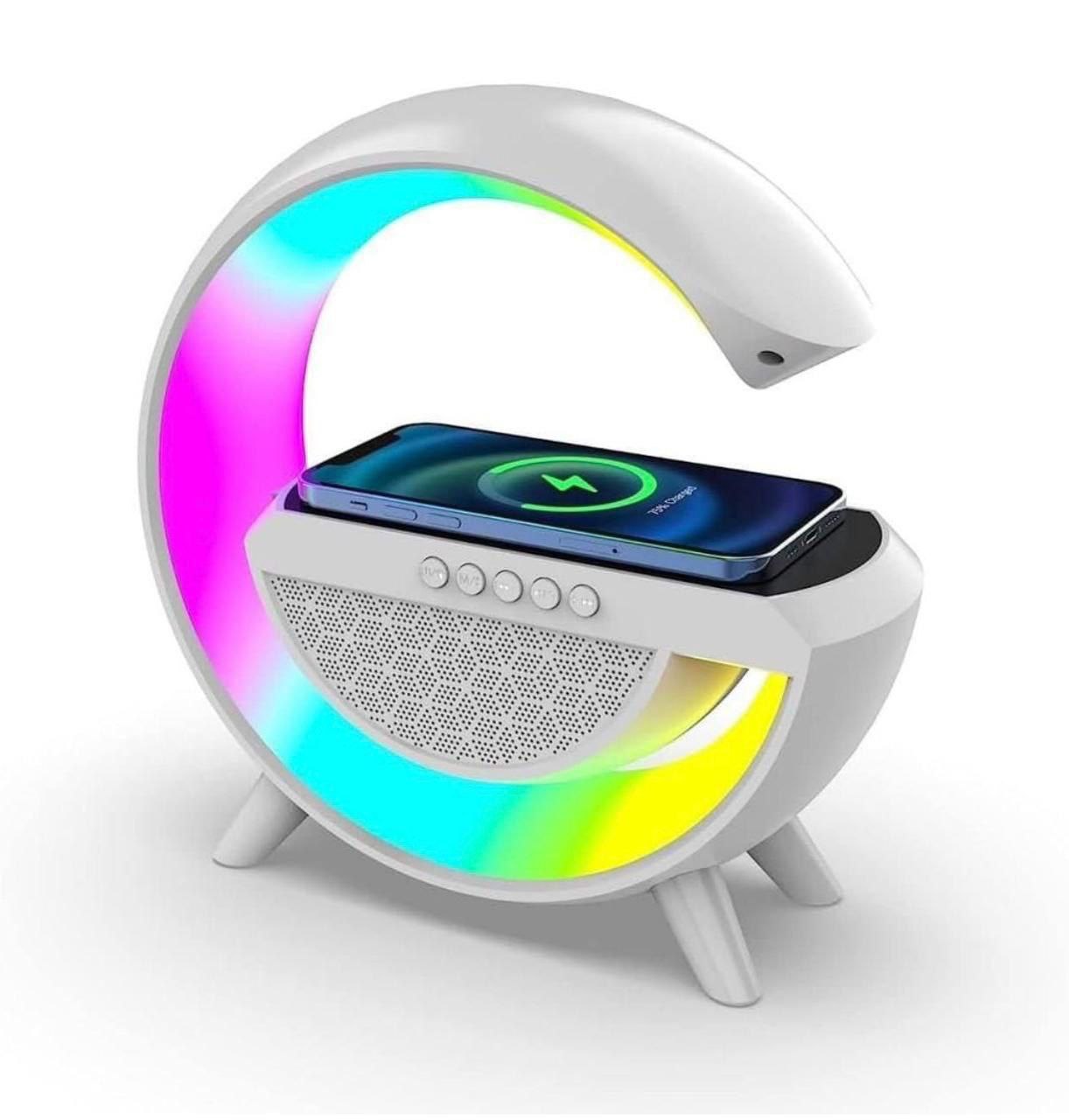 3-in-1 Multifunction G-Shape LED Bluetooth Speaker with Wireless Fast Charging