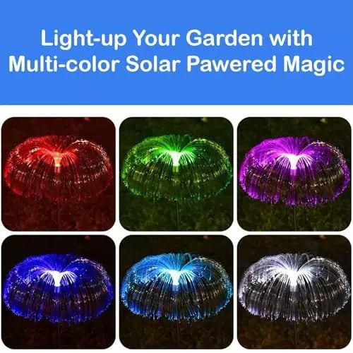 Jellyfish Solar Garden Lights (Set of 2) โ Multicolour with Metal Stand