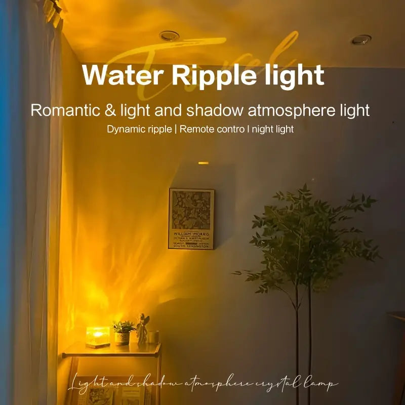 Dynamic Water Ripple Night Light โ LED Projector Lamp for Bedroom & Gaming Room