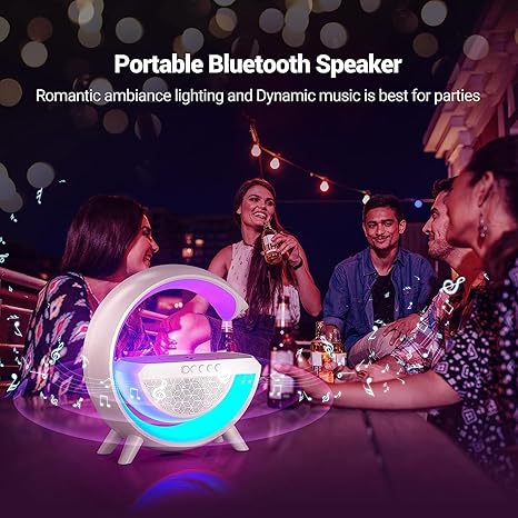 Table Lamp with Wireless Charger, Bluetooth Speaker & RGB Mood Lighting – 15W Fast Charging, Color Changing Bedside Lamp