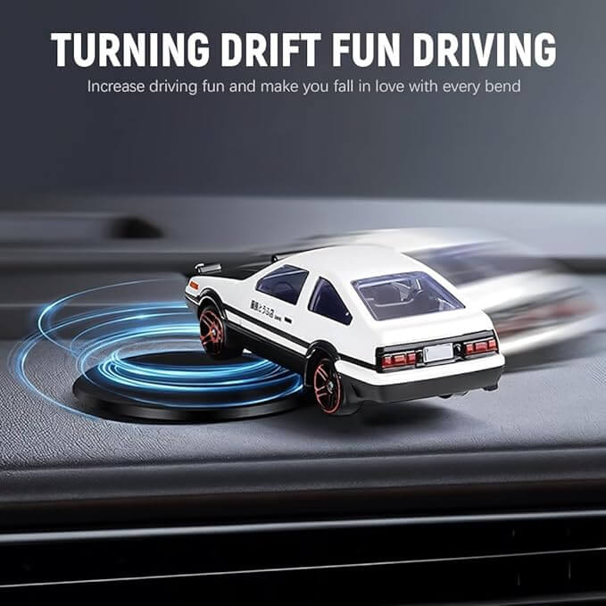 Mini AE86 Drifting Car Model | 2.95" Alloy Initial D-Inspired Dashboard Decor | Self-Adhesive Base | Desk, Room & Car Display Gift