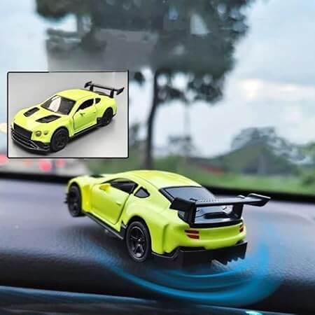 Rotating Dashboard Drift Car Display Stand – Lime Green | Motion-Activated Spinning Car Toy for Interior Decor & Collectibles