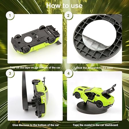 Rotating Dashboard Drift Car Display Stand – Lime Green | Motion-Activated Spinning Car Toy for Interior Decor & Collectibles