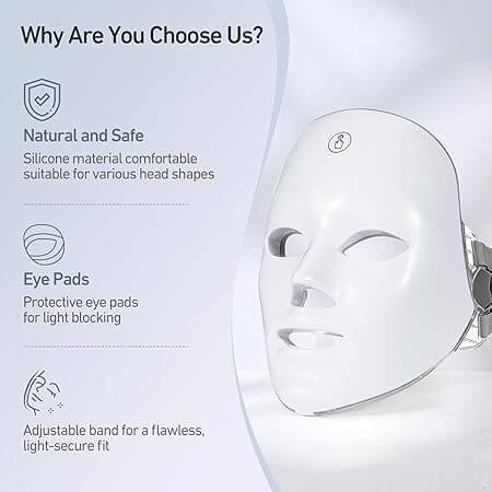 7-Color LED Light Therapy Face Mask – Red Light Therapy for Anti-Aging, Acne, Skin Rejuvenation & Collagen Boost – At-Home Photon Facial Mask with 150 LED Lights