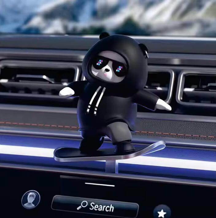 Skateboarding Bear Car Ornament – Fun Dashboard Decoration