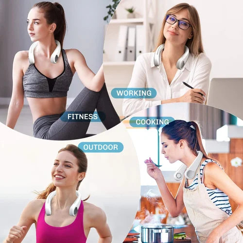 Portable Neck Fan – Hands-Free Mini Neck Fan with USB Charging & 3-Speed Settings
