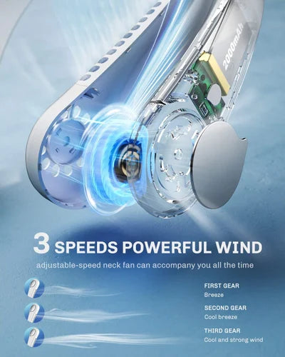 Portable Neck Fan – Hands-Free Mini Neck Fan with USB Charging & 3-Speed Settings