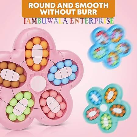 Magic Bean Rotating Cube Toy – Finger Puzzle Spinner for Kids (Age 3+), Rose Pink