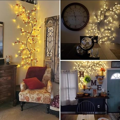 LED Willow Vine Wall Light – Battery Operated Fairy Tree Branch Lights with Flexible Branches for Bedroom, Living Room, or Event Décor