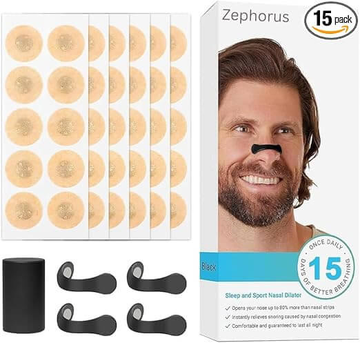 Magnetic Nasal Strips – Anti-Snoring Nose Clips for Better Breathing & Sleep (15 Count, Multi-Size)