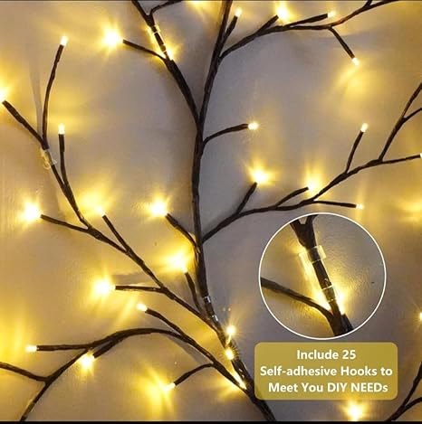 LED Willow Vine Wall Light – Battery Operated Fairy Tree Branch Lights with Flexible Branches for Bedroom, Living Room, or Event Décor