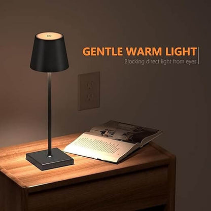 Metal Cordless LED Table Lamp – Touch Dimmable | Portable | Rechargeable | 3 Light Modes | Modern Minimalist