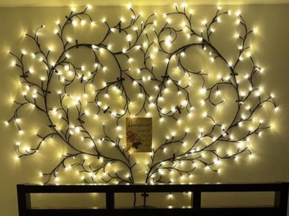 LED Willow Vine Wall Light – Battery Operated Fairy Tree Branch Lights with Flexible Branches for Bedroom, Living Room, or Event Décor