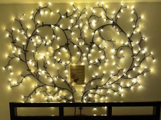 LED Willow Vine Wall Light – Battery Operated Fairy Tree Branch Lights with Flexible Branches for Bedroom, Living Room, or Event Décor