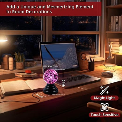 lasma Globe Lamp – Touch & Sound Sensitive | Interactive Lightning Ball | USB & Battery Powered | Science Toy & Home Decor