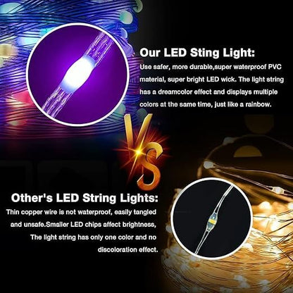 10M Smart RGB LED Fairy String Lights | Bluetooth App + Remote | Music Sync & 16M Colors | USB Powered