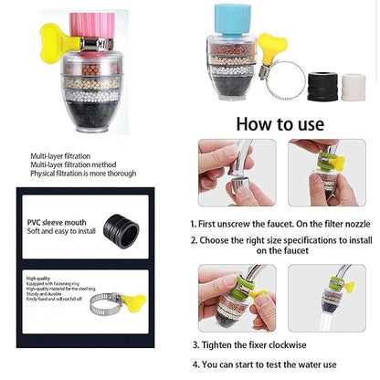5-Layer Activated Carbon Tap Filter for Kitchen & Bathroom Faucets