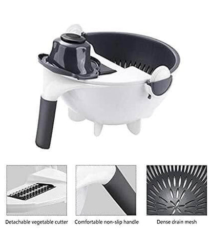 Vegetable Cutter with Drain Basket – Multi-Functional Manual Slicer