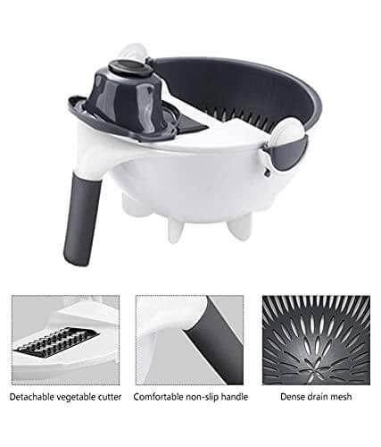 Vegetable Cutter with Drain Basket – Multi-Functional Manual Slicer