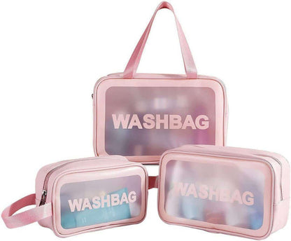 Transparent Makeup & Travel Organizer Bag (Set of 3)