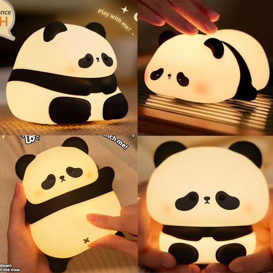 Cute Panda Silicone Night Light for Kids – Rechargeable LED Lamp with 3 Brightness Levels, Soft BPA-Free Design & Auto Timer | Nursery & Bedroom Light for Boys and Girls