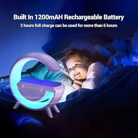 Table Lamp with Wireless Charger, Bluetooth Speaker & RGB Mood Lighting – 15W Fast Charging, Color Changing Bedside Lamp
